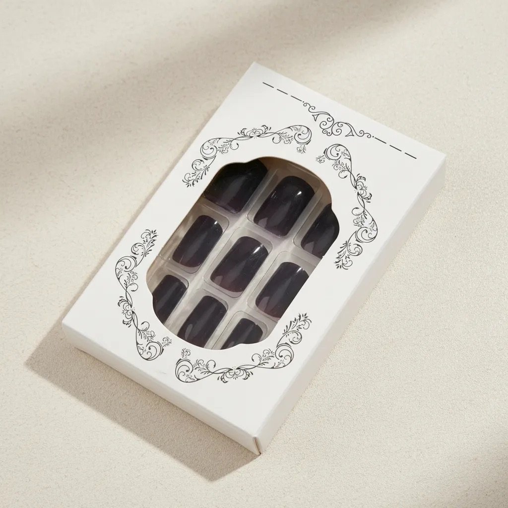 Uñas press on marrón chocolate cuadrada larga