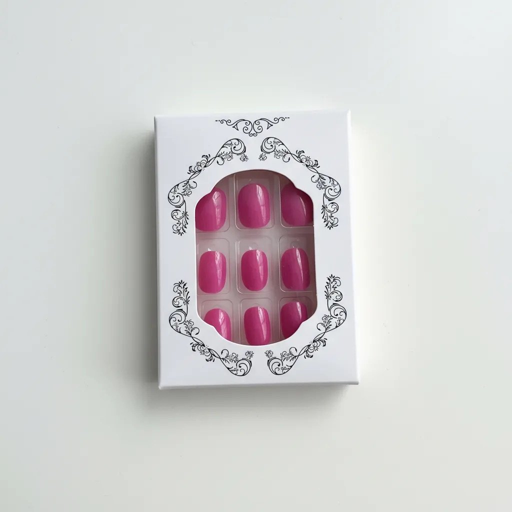 Uñas press on rosa barbie puestas en mano — Klaia Beauty