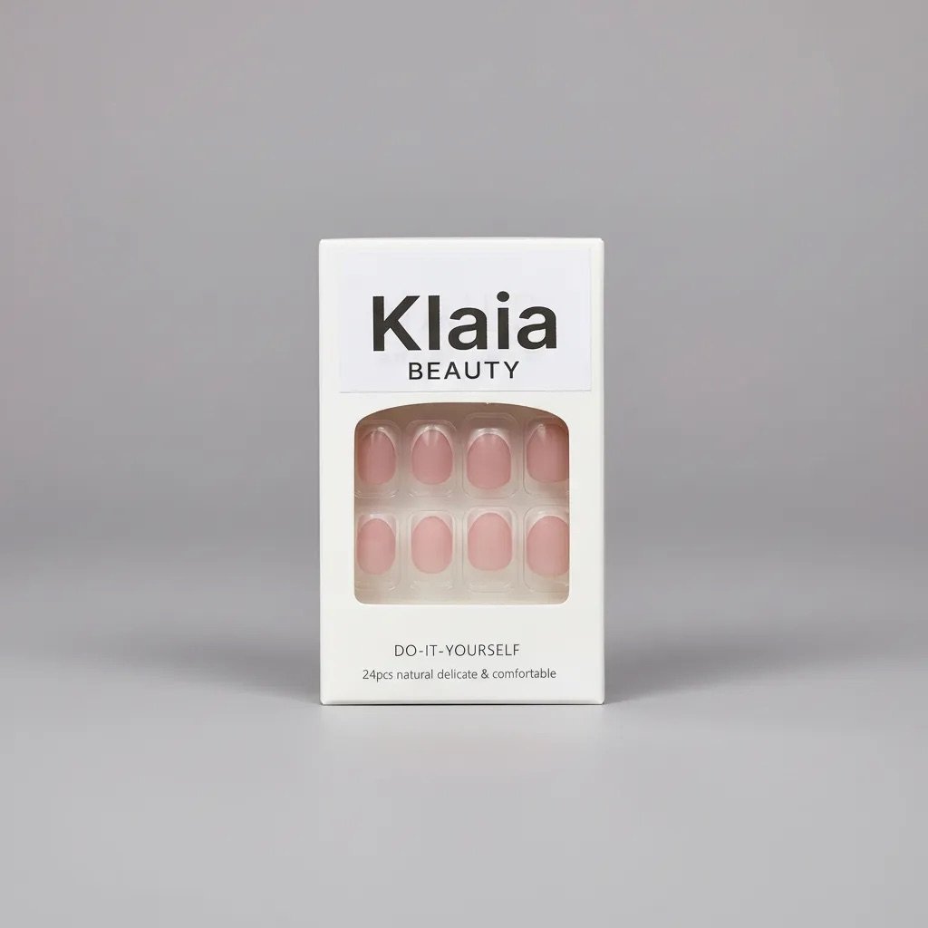 Uñas press on rosa francesa glitter cuadrada